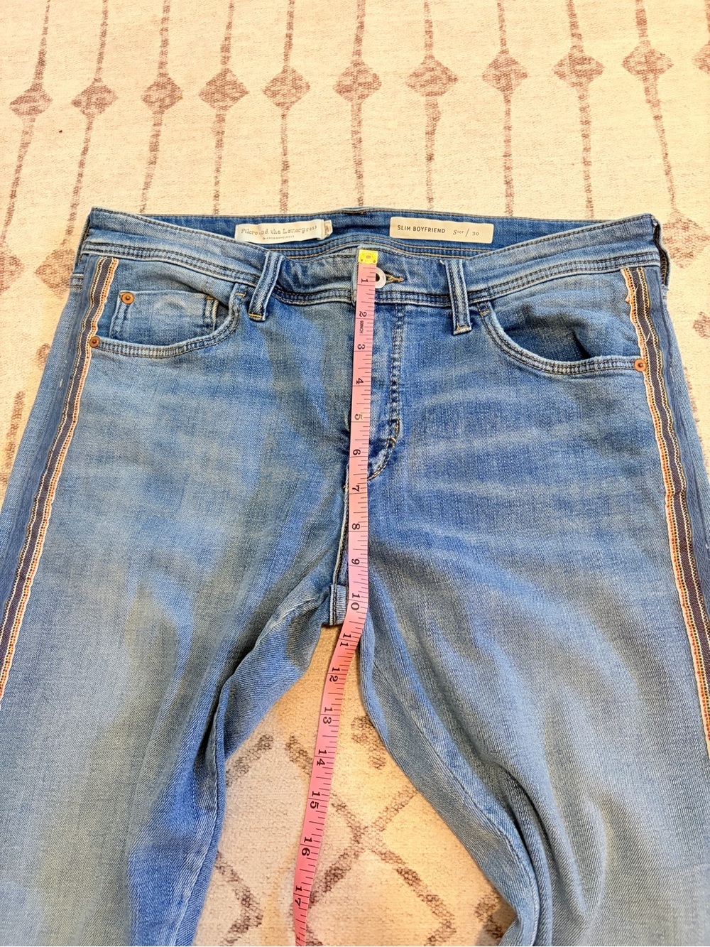 Pilcro and the Letterpress Washed Blue Slim Boyfriend Jeans Side Stripe 30 - Picture 10 of 14